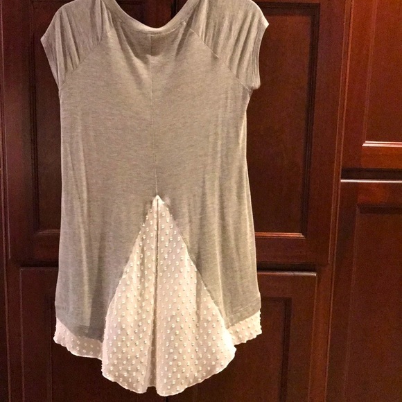Anthropologie Tops - ANTROPOLOGY GRAY T-SHIRT WITH SWISS DOT FABRIC IN BACK